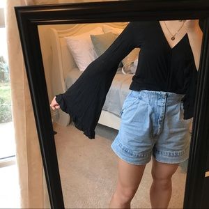 flare sleeve black top